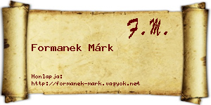 Formanek Márk névjegykártya